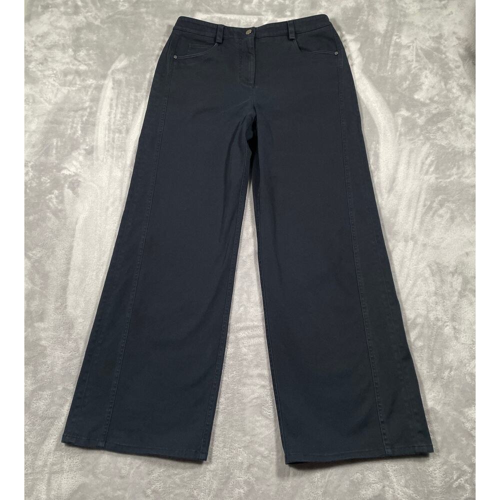 TWP Pants 8 Blue Wide Leg Stretch Casual Chic Quiet Luxury Classic Capsule Twill